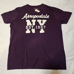 Aeropostale Purple Tee with White Graphic